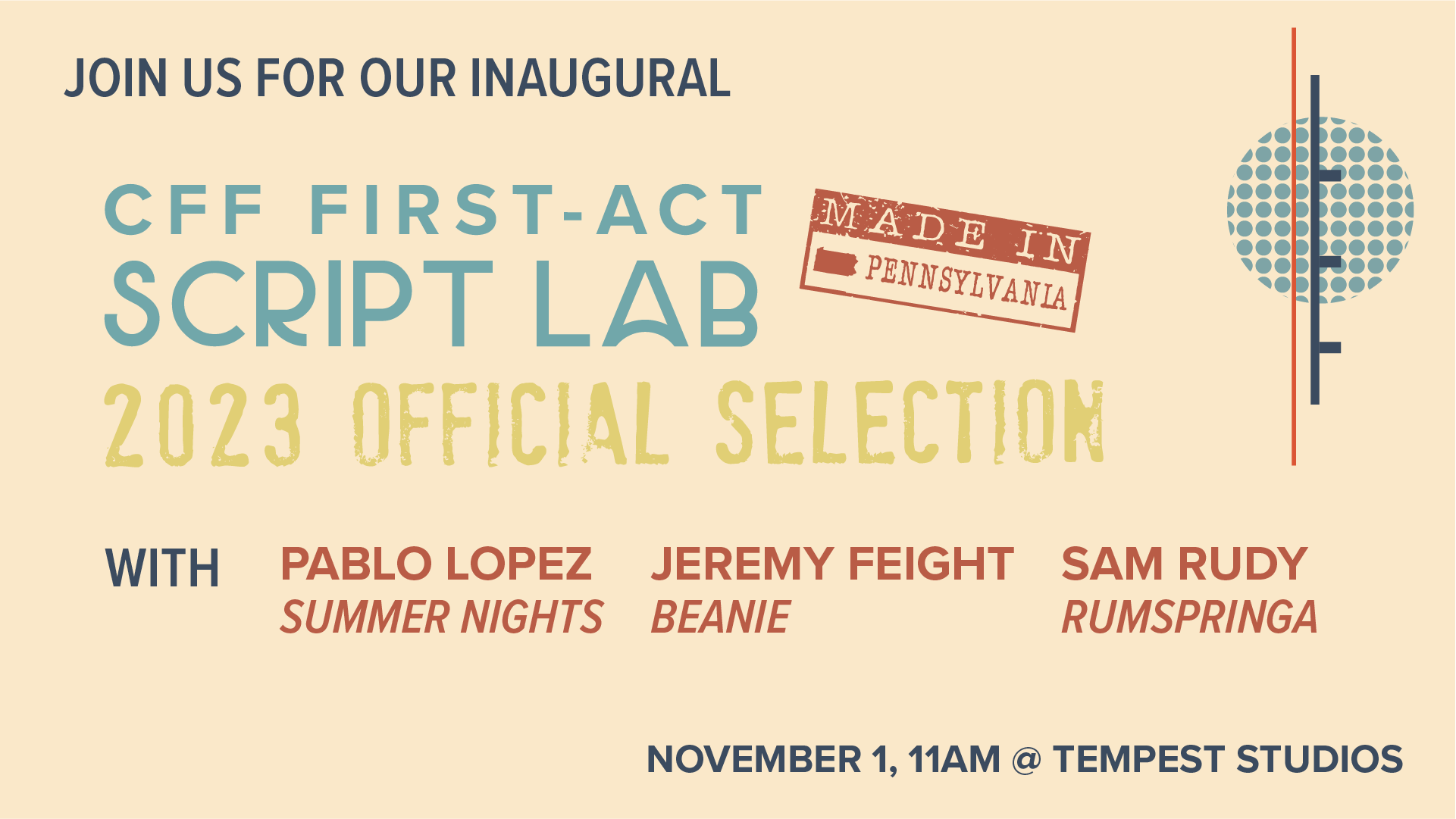 CFF First Act Script Lab 2023 - Centre Film Festival